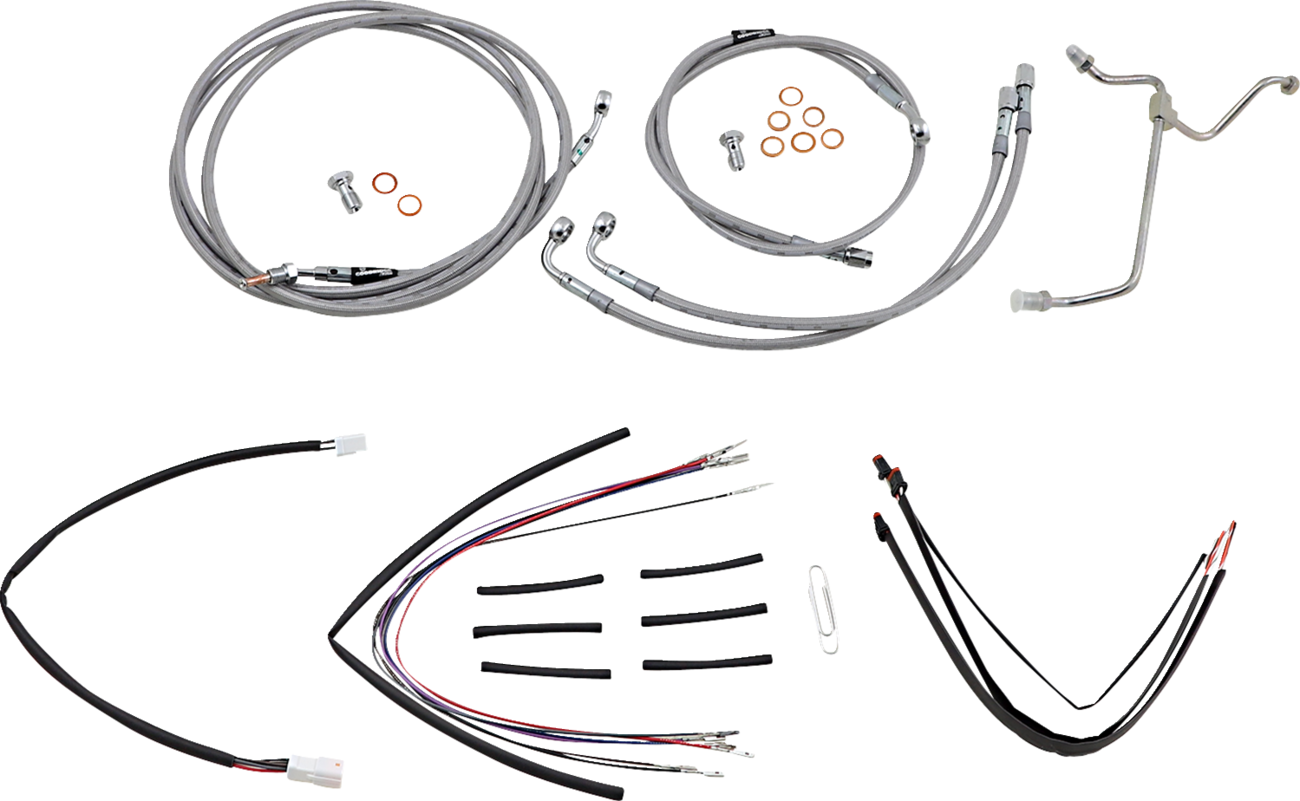 Complete Stainless Braided Handlebar Cable/Brake Line Kit - 18" Ape Hangers - '15-'16 FLTRX