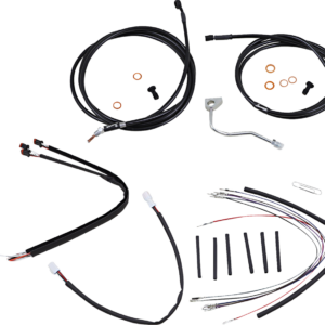 Complete Black Vinyl Handlebar Cable/Line Kit for Ape Hangers - 18" - ABS - '15-'16 FLTR