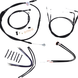 Complete Black Vinyl Handlebar Cable/Line Kit for Ape Hangers - 14" - ABS - '11-'15 Softail