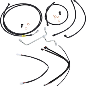 Complete Black Vinyl Handlebar Cable/Line Kit for Ape Hangers - 15" - '17-'20 FLH