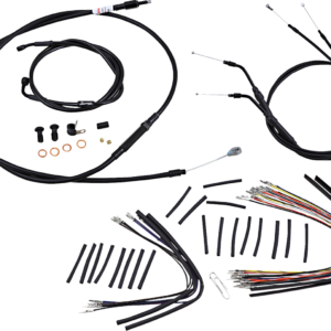 Complete Black Vinyl Handlebar Cable/Line Kit for Ape Hangers - 14" - '07-'11 FXDWG