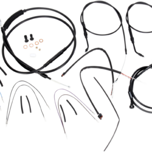 Complete Black Vinyl Handlebar Cable/Line Kit for Ape Hangers - 14" - '12-'17 Dyna