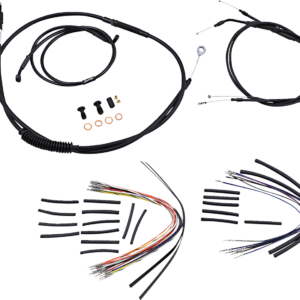 Complete Black Vinyl Handlebar Cable/Line Kit for Ape Hangers - 12" - '96-'05 FXD