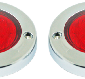 LED Flat Turn Signals - 1156 - Chrome - Red Lens