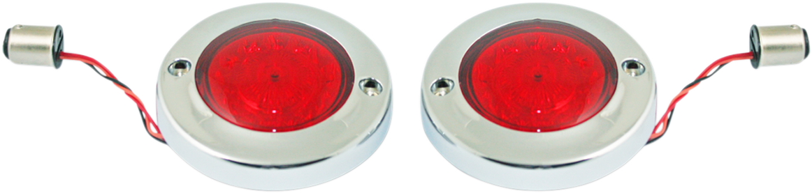 LED Flat Turn Signals - 1156 - Chrome - Red Lens