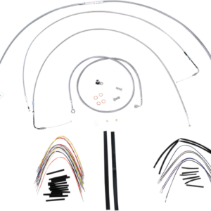 Complete Stainless Braided Handlebar Cable/Brake Line Kit - 18" Ape Hangers - '00-'06 FLST