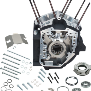Engine Case - 4.125" Bore w/Stock Stud Pattern - 88A Engine Type - Wrinkle Black - Twin Cam