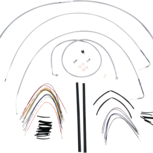 Complete Stainless Braided Handlebar Cable/Brake Line Kit - 18" Ape Hangers - '07-'10 FXST