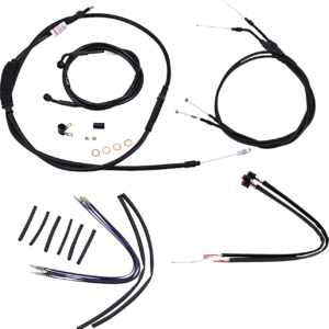 Complete Black Vinyl Handlebar Cable/Line Kit for Ape Hangers - 16" - '14-'22 Sportster