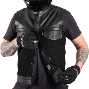 Kanan Leather/Denim Riding Vest - Black - Large