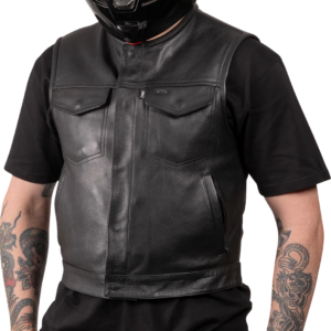 Encinal Leather Shorty Riding Vest - Black - 2XL
