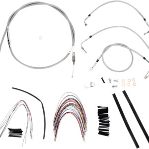 Complete Stainless Braided Handlebar Cable/Brake Line Kit - 16" Ape Hangers - '08-'13 Touring