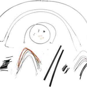 Complete Stainless Braided Handlebar Cable/Brake Line Kit - 16" Ape Hangers - '07-'10 FLST