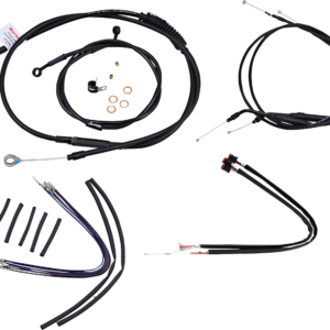 Complete Black Vinyl Handlebar Cable/Line Kit for Ape Hangers - 12" - '14-'22 Sportster