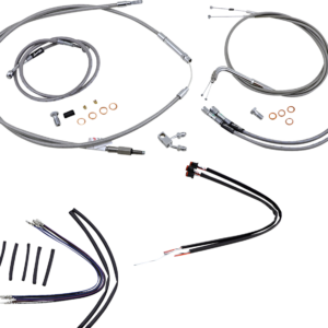 Complete Stainless Braided Handlebar Cable/Brake Line Kit - 14" Ape Hangers - '11-'15 Softail