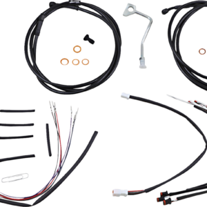 Complete Black Vinyl Handlebar Cable/Line Kit for Ape Hangers - 14" - ABS - '15-'16 FLTR