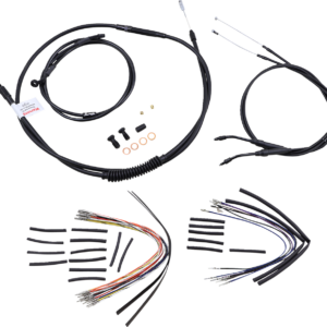 Complete Black Vinyl Handlebar Cable/Line Kit for Ape Hangers - 14" - '06 FXD