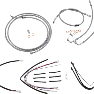 Complete Stainless Braided Handlebar Cable/Brake Line Kit - 14" Ape Hangers - '15-'16 FLTRX