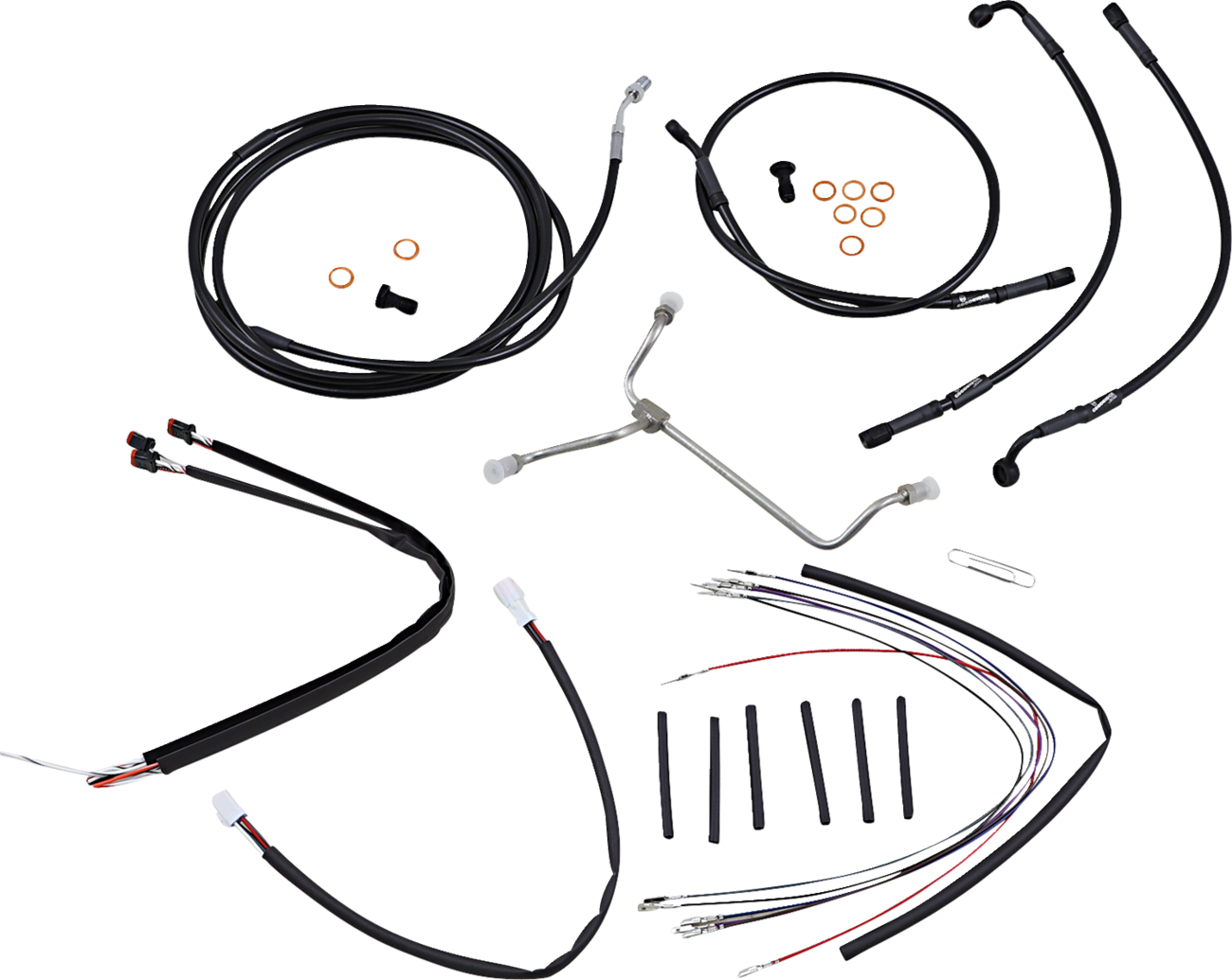 Complete Black Vinyl Handlebar Cable/Line Kit for Ape Hangers - 16" - '15-'16 FLTR
