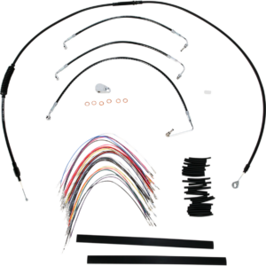 Complete Black Vinyl Handlebar Cable/Line Kit for Ape Hangers - 13" - '08-'13 FLH