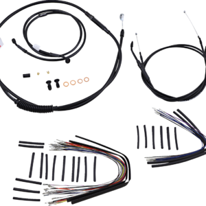 Complete Black Vinyl Handlebar Cable/Line Kit for Ape Hangers - 14" - '07-'11 FXD