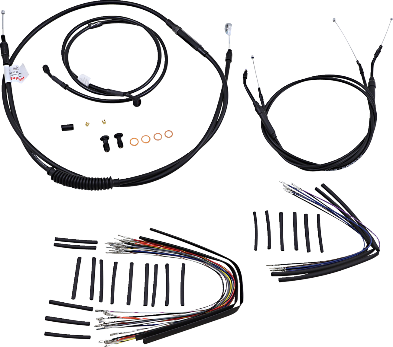 Complete Black Vinyl Handlebar Cable/Line Kit for Ape Hangers - 14" - '07-'11 FXD