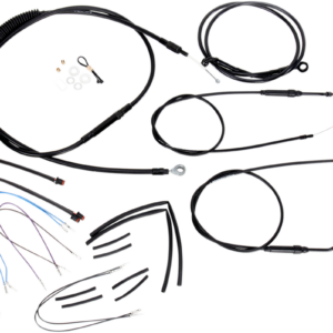 Complete Black Vinyl Handlebar Cable/Line Kit for Ape Hangers - 12" - '12-'17 Dyna