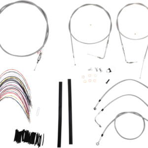 Complete Stainless Braided Handlebar Cable/Brake Line Kit - 18" Ape Hangers - '00-'06 Touring