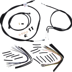 Complete Black Vinyl Handlebar Cable/Line Kit for Ape Hangers - 16" - '00-'06 FXST