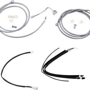 Complete Stainless Braided Handlebar Cable/Brake Line Kit - 15" Ape Hangers - '17-'20 Touring/Trike