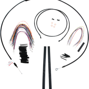 Complete Black Vinyl Handlebar Cable/Line Kit for Ape Hangers - 15" - '08-'13 FLH