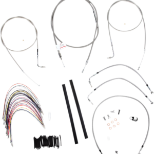 Complete Stainless Braided Handlebar Cable/Brake Line Kit - 18" Ape Hangers - '97-'01 Touring