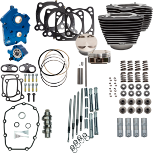 Power Pack - Water Cooled - 550C - Wrinkle Black w/Highlight - Chrome Pushrod Tubes - M8