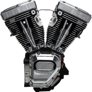 T111 Long Block Engine - Wrinkle Black and Chrome - Touring | Dyna
