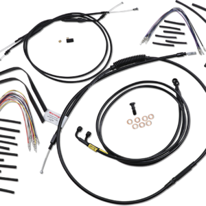 Complete Black Vinyl Handlebar Cable/Line Kit for Ape Hangers - 12" - '96-'05 FXD