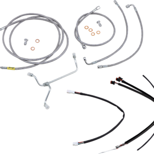 Complete Stainless Braided Handlebar Cable/Brake Line Kit - 15" Ape Hangers - '17-'20 FLH