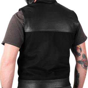 Kanan Leather/Denim Riding Vest - Black - 3XL