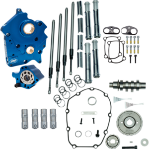 Cam Chest Kit with Plate - Gear Drive - Oil Cooled - 465 Cam - Chrome Pushrods - M8