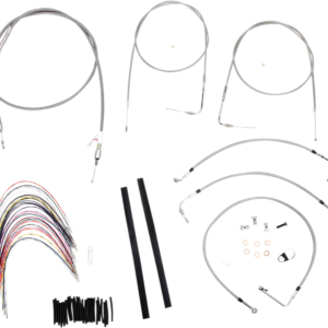 Complete Stainless Braided Handlebar Cable/Brake Line Kit - 14" Ape Hangers - '00-'06 Touring