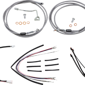 Complete Stainless Braided Handlebar Cable/Brake Line Kit - 18" Ape Hangers - '15-'16 FLTR