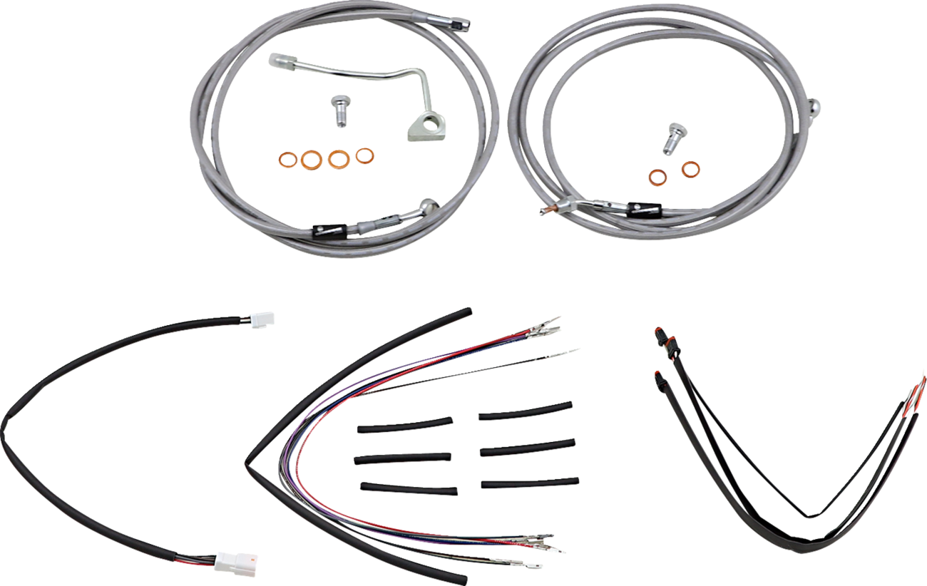 Complete Stainless Braided Handlebar Cable/Brake Line Kit - 18" Ape Hangers - '15-'16 FLTR