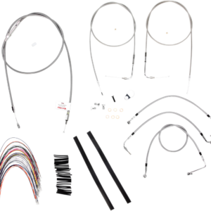 Complete Stainless Braided Handlebar Cable/Brake Line Kit - 16" Ape Hangers - '07 Touring