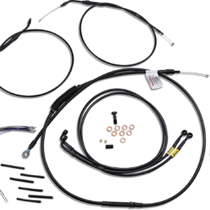Jail Bar Cable Kit - 14" Handlebars - Black Vinyl - '12-'17 Dyna