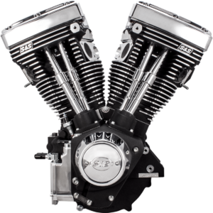 V111 Long-Block Engine - Wrinkle Black - '84-'99 Custom Chasis w/Alternator Style Primary