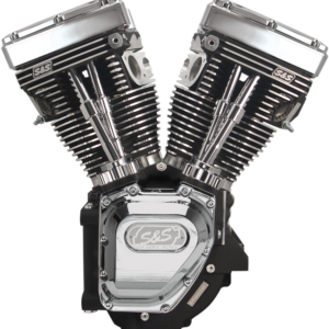 T124 Long Block Engine - Wrinkle Black and Chrome - Touring | Dyna
