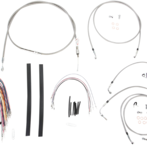 Complete Stainless Braided Handlebar Cable/Brake Line Kit - 15" Ape Hangers - '08-'13 FLH