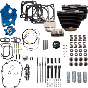 Power Pack - Oil Cooled - 550G - Wrinkle Black w/Highlight - Black Pushrod Tubes - 107" M8
