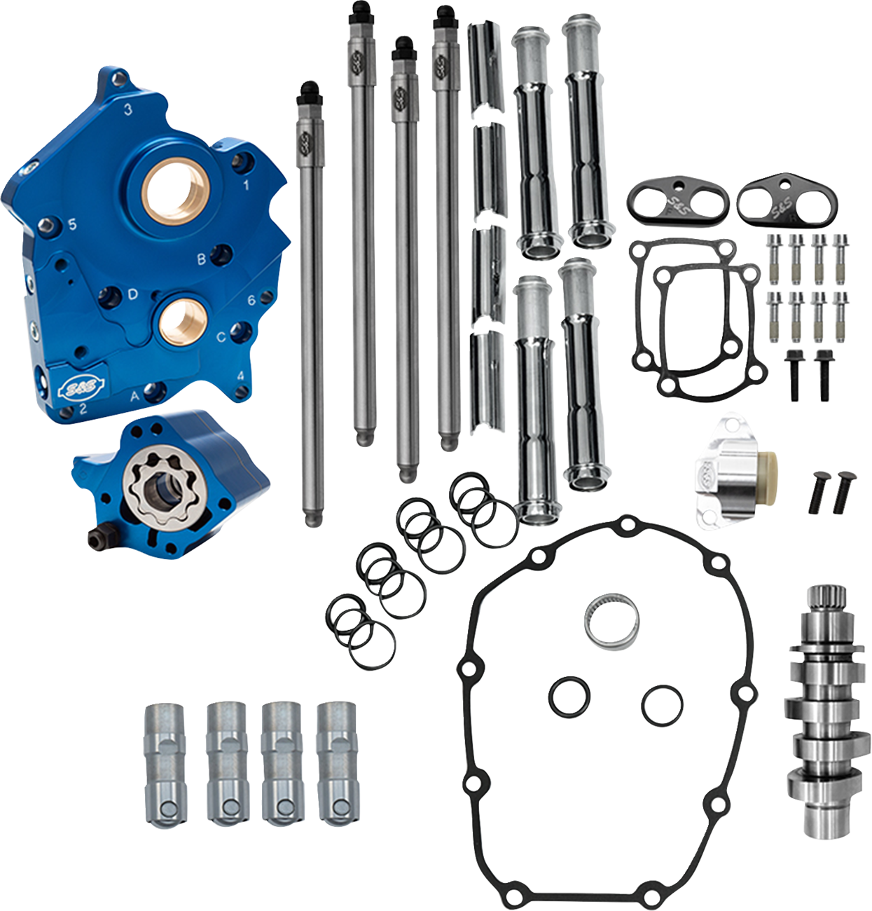 Cam Chest Kit - Water Cooled - Chain Drive - 496 Cam - Chrome Pushrod Tubes - M8