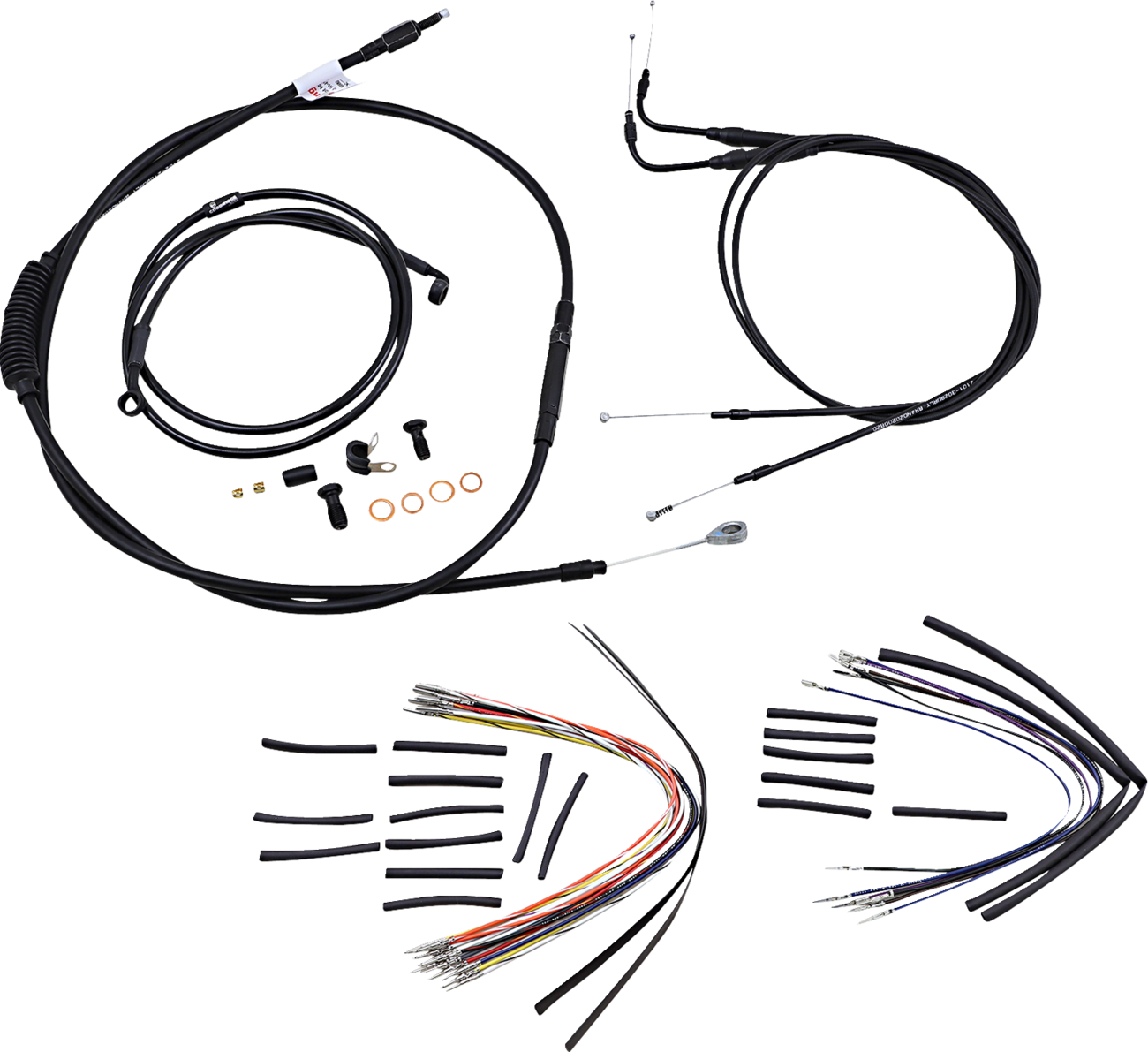 Complete Black Vinyl Handlebar Cable/Line Kit for Ape Hangers - 18" - '00-'06 FLST