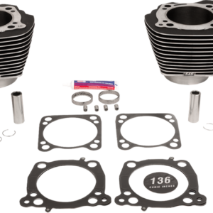 136" Cylinder Kit - 4.625" Stroke - Wrinkle Black w/Highlighted Fins - M8